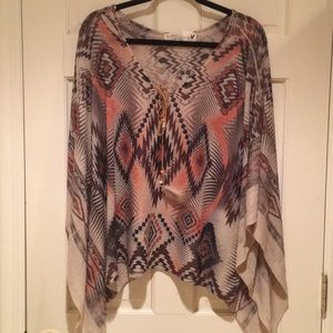 Vintage Havana Tribal Print Poncho Blouse